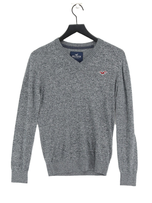 Hollister Men's Jumper XS Grey Cotton with Nylon, Viscose