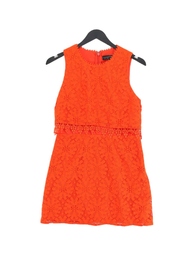 Topshop Women's Midi Dress UK 10 Orange Polyester with Cotton
