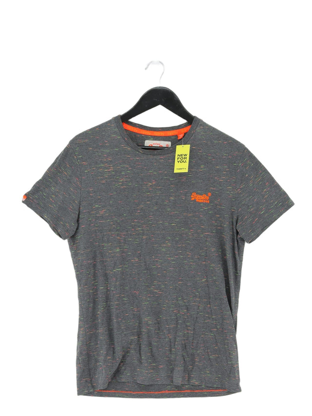 Superdry Men's T-Shirt M Grey Cotton with Polyester