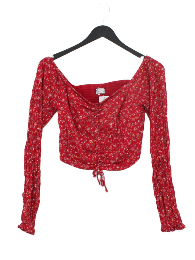 Hollister Women's Top S Red Cotton with Elastane, Polyester, Viscose