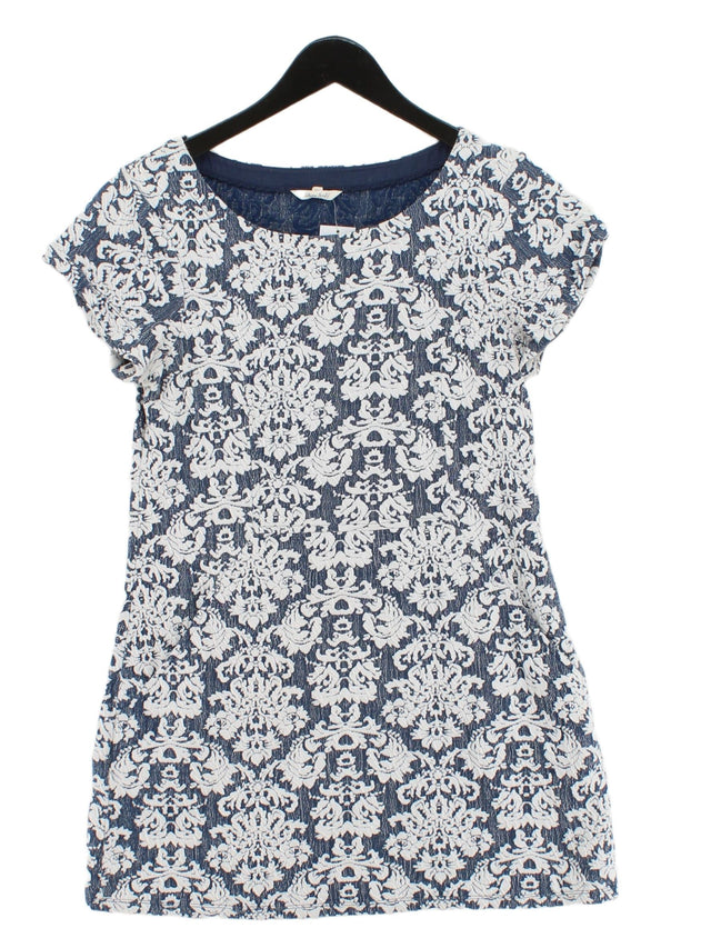 White Stuff Women's Midi Dress UK 10 Blue Cotton with Elastane, Polyester