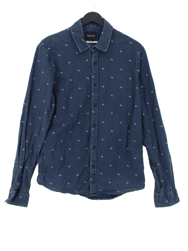 Scotch & Soda Men's Shirt M Blue Cotton with Polyester