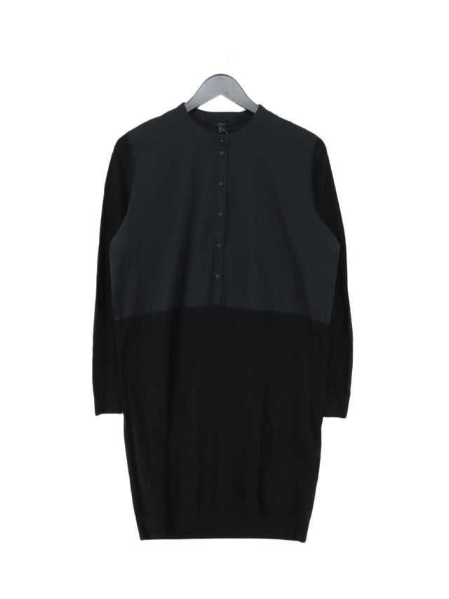 COS Women's Midi Dress M Black Wool with Cotton, Elastane, Polyamide