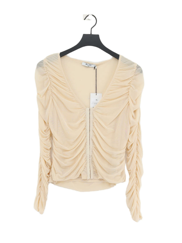 NA-KD Women's Top XL Cream Polyester with Elastane