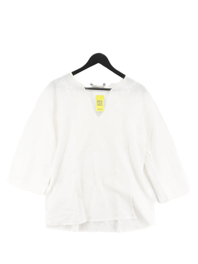 Rocha.John Rocha Women's Shirt UK 16 White Cotton with Linen