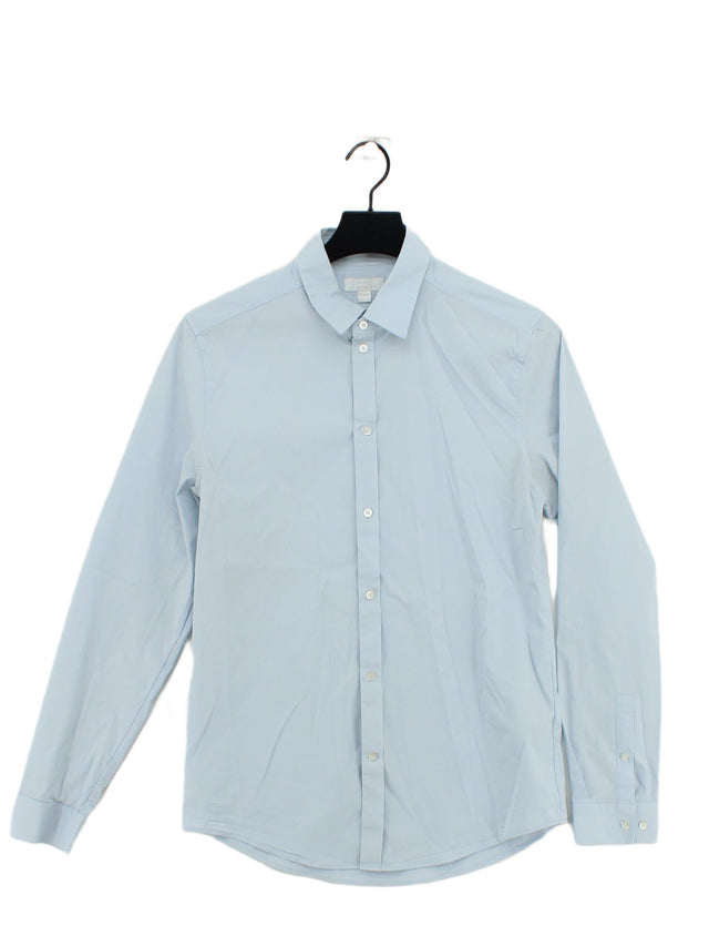 COS Men's Shirt Chest: 39 in Blue Cotton with Elastane, Polyamide