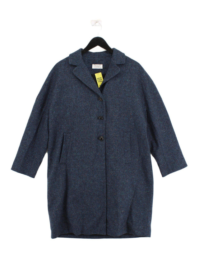 Toast Women's Coat UK 16 Blue Wool with Cotton