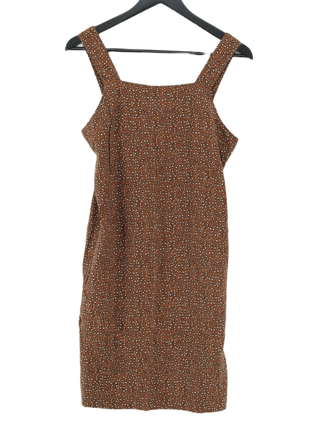Next Women's Midi Dress UK 6 Brown Linen with Viscose