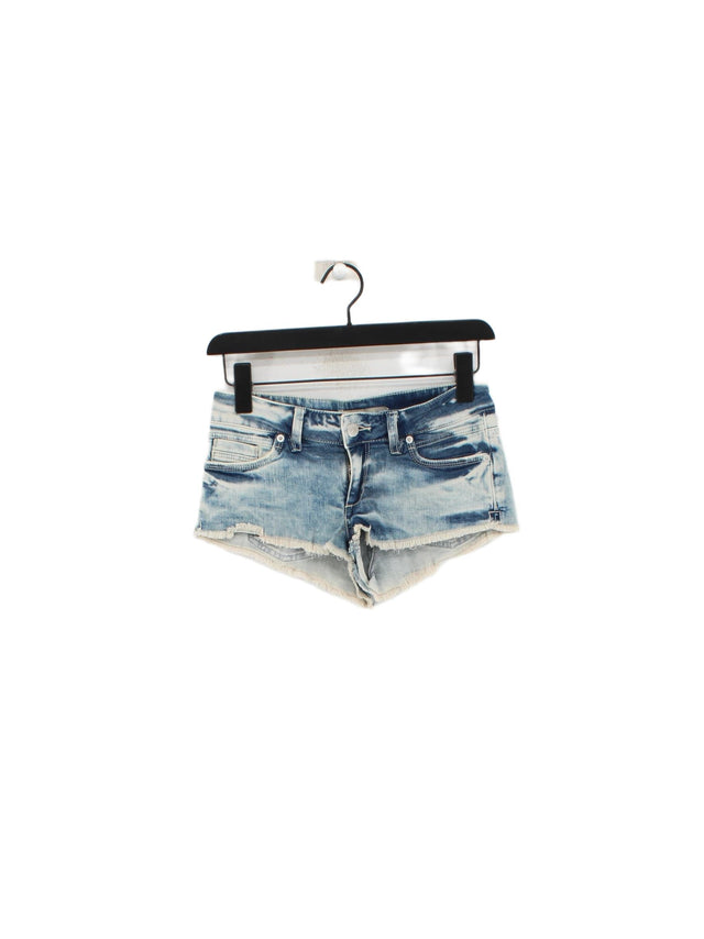 Topshop Women's Shorts W 25 in Blue Cotton with Elastane