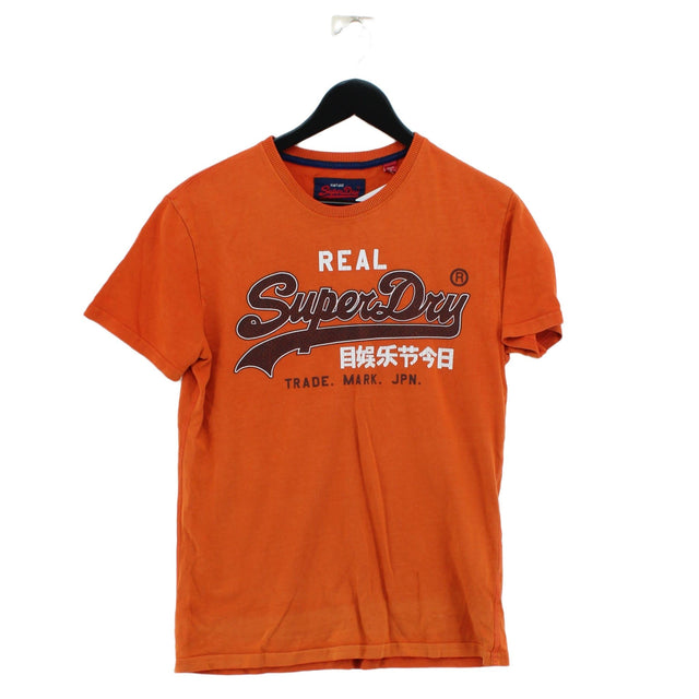 Superdry Men's T-Shirt S Orange 100% Cotton