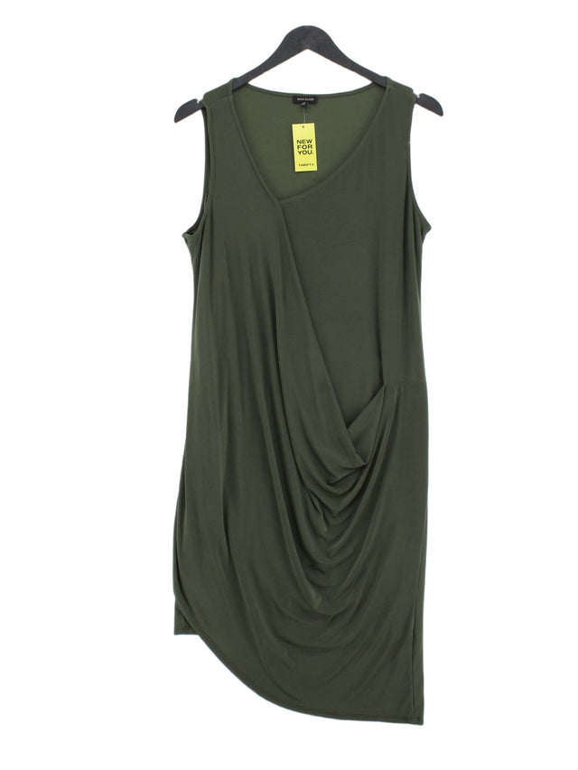 River Island Women's Midi Dress UK 14 Green Polyester with Elastane