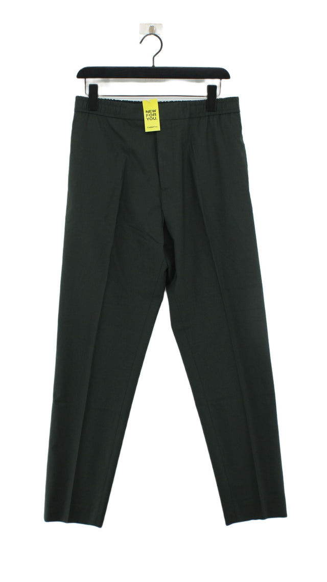COS Women's Suit Trousers W 31 in Green Wool with Elastane, Polyester