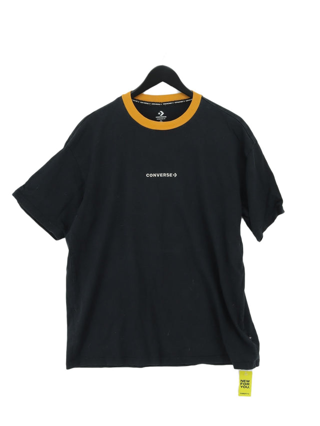 Converse Men's T-Shirt L Black 100% Cotton