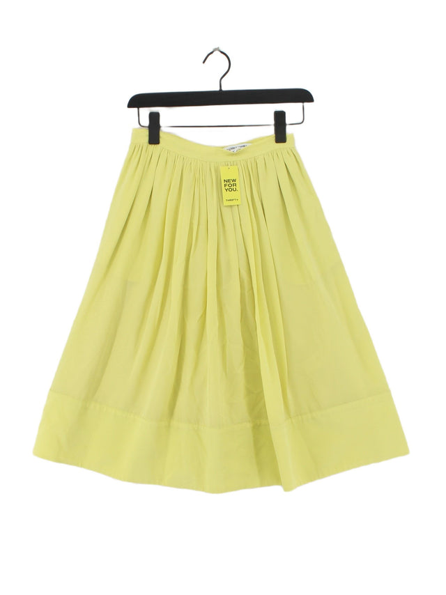 Elizabeth And James Women's Midi Skirt UK 6 Yellow Silk with Polyester, Spandex