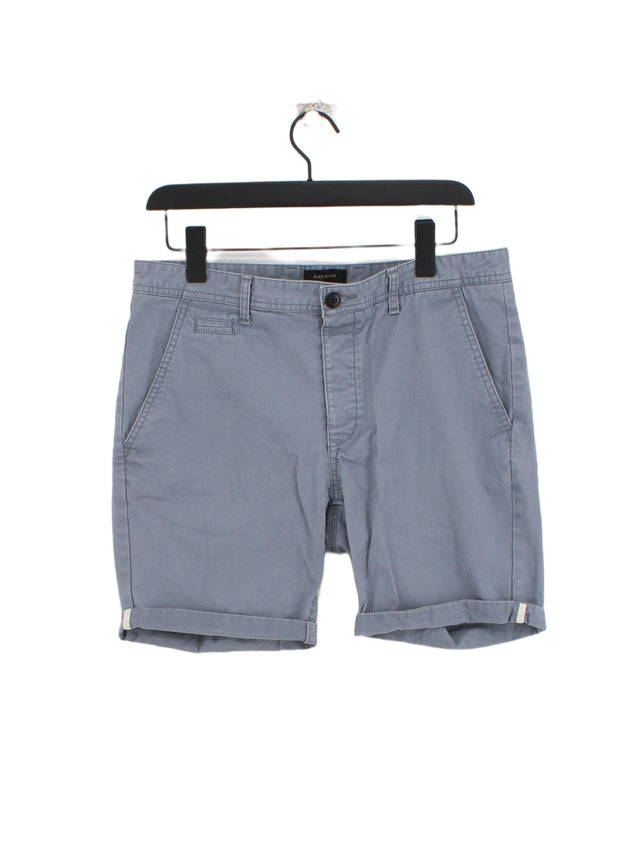 River Island Men's Shorts W 32 in; L 32 in Blue Cotton with Elastane