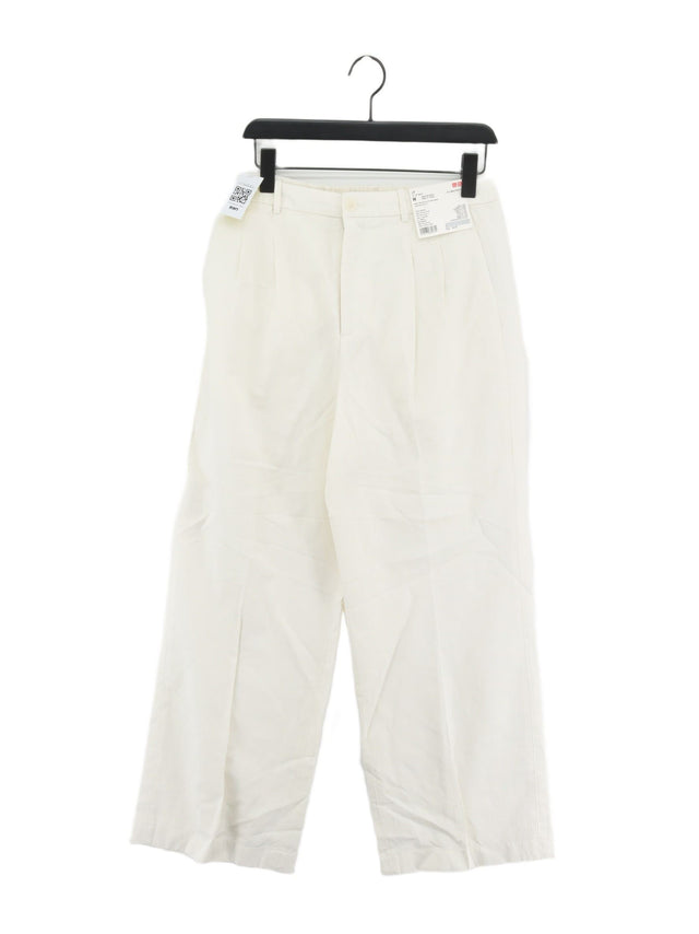 Uniqlo Women's Suit Trousers M White 100% Cotton