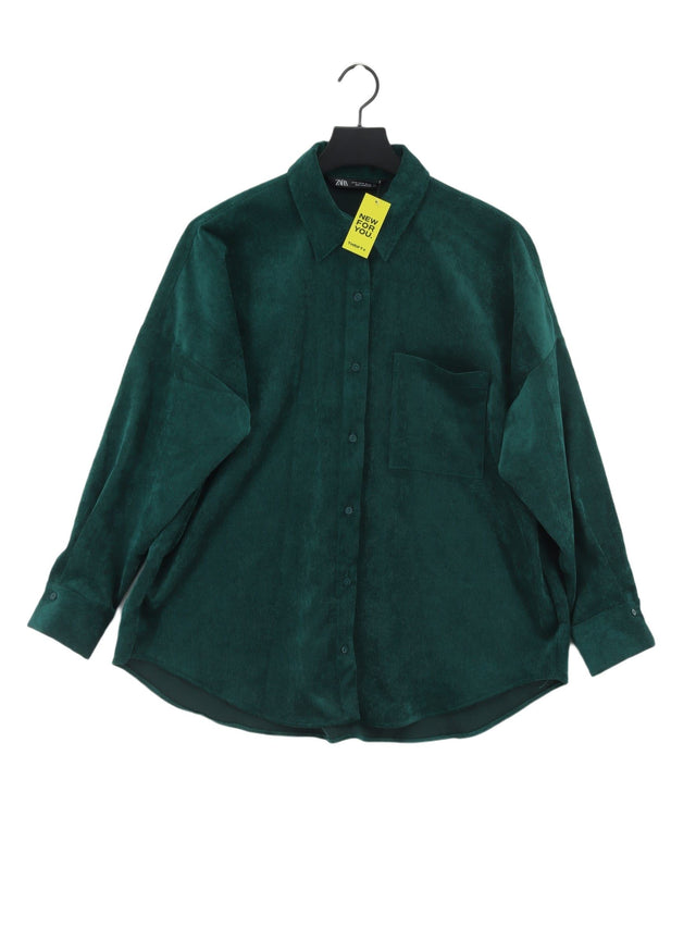 Zara Women's Shirt M Green Polyester with Elastane, Nylon
