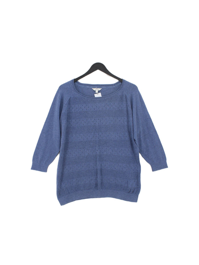 FatFace Women's Jumper UK 16 Blue 100% Cotton