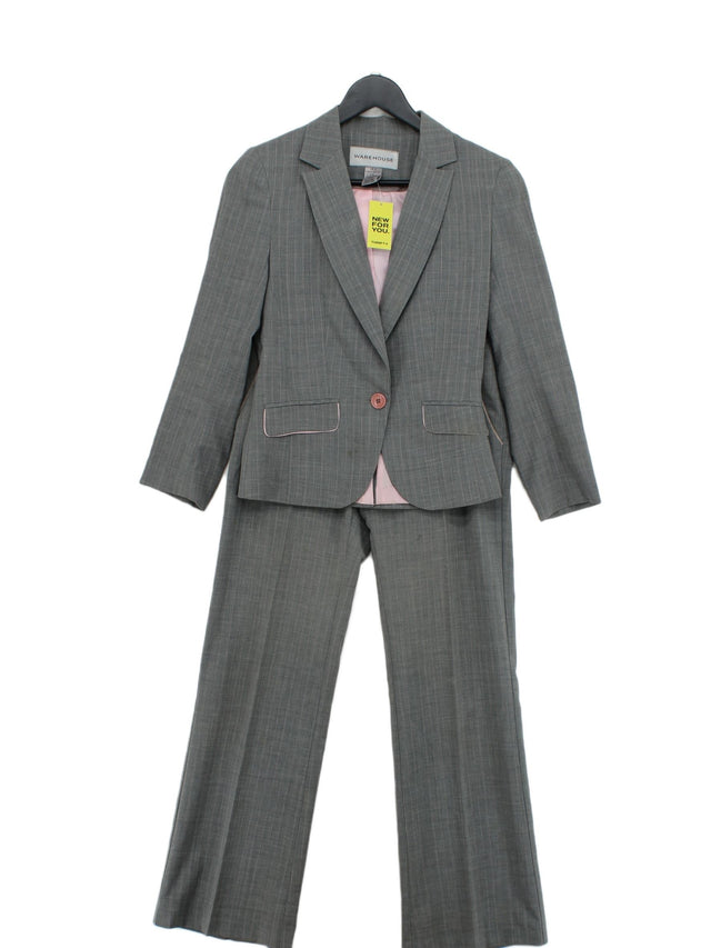 Warehouse Women's Two Piece Suit UK 6 Grey Wool with Elastane, Polyester