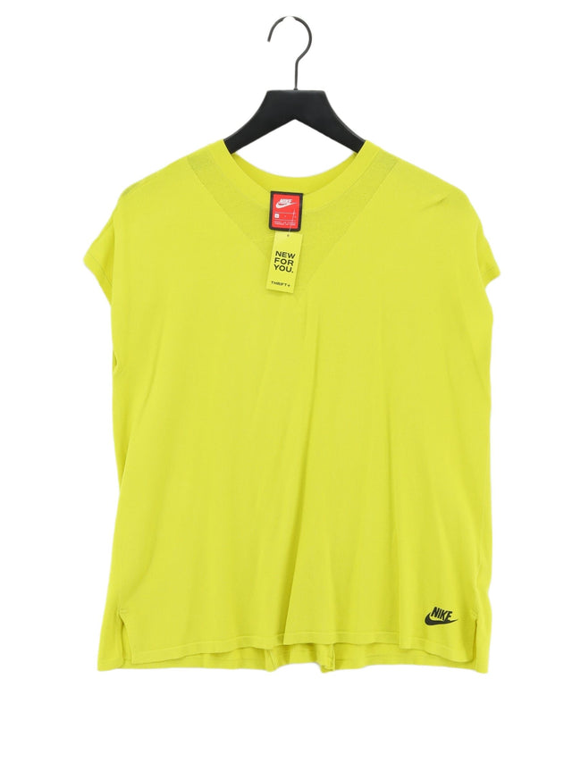Nike Women's Top L Yellow Rayon with Nylon, Polyamide, Viscose