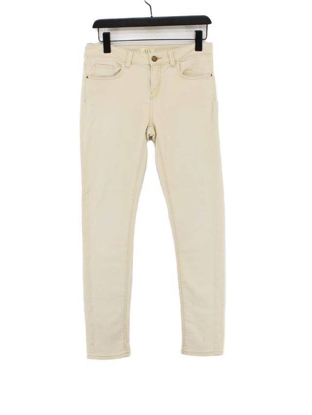 Zara Women's Jeans W 30 in Cream Cotton with Elastane, Polyester