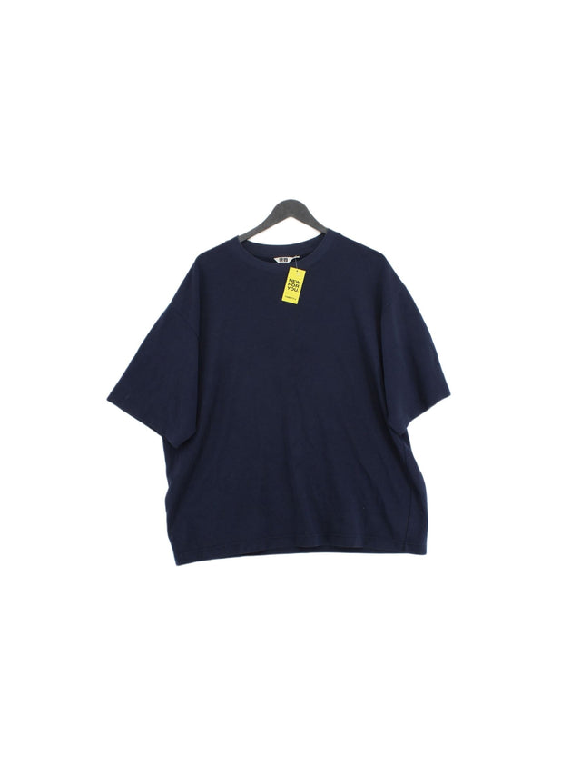 Uniqlo Men's T-Shirt XL Blue Cotton with Elastane