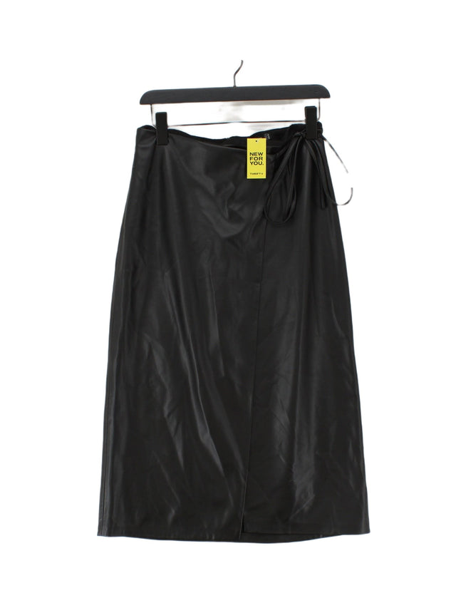 Stradivarius Women's Midi Skirt UK 12 Black Polyester with Other