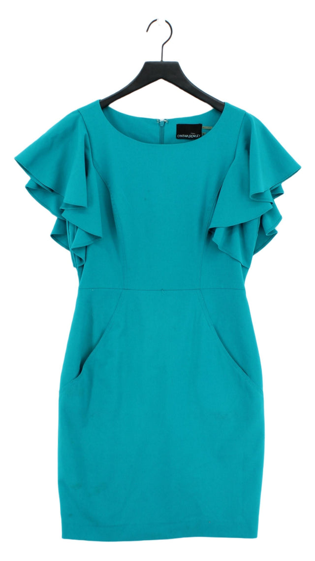 Cynthia Rowley Women's Midi Dress UK 6 Blue Polyester with Rayon, Spandex