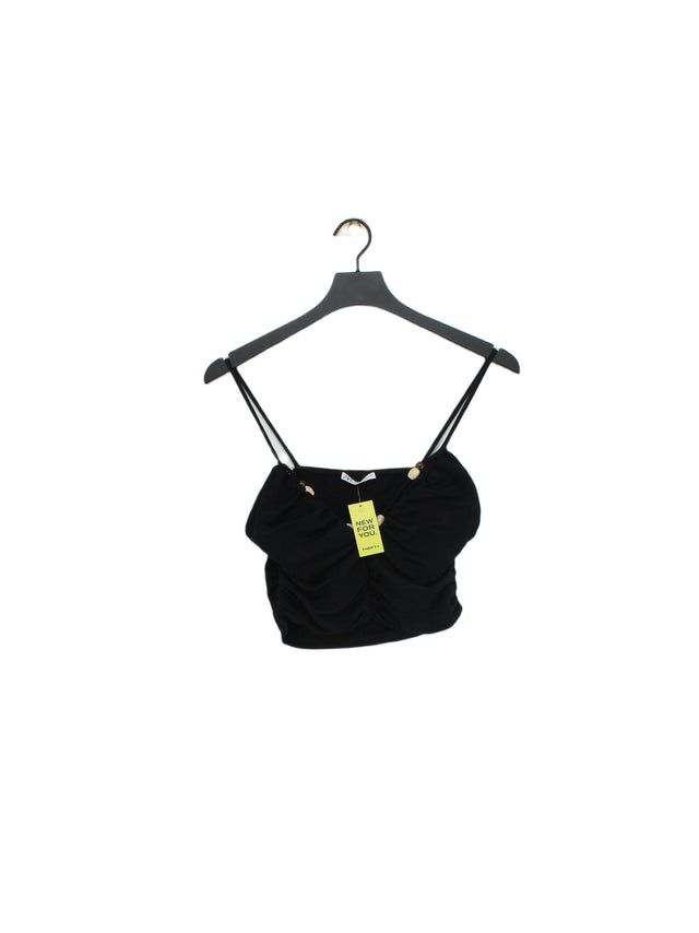 Zara Women's T-Shirt M Black Viscose with Cotton, Polyamide