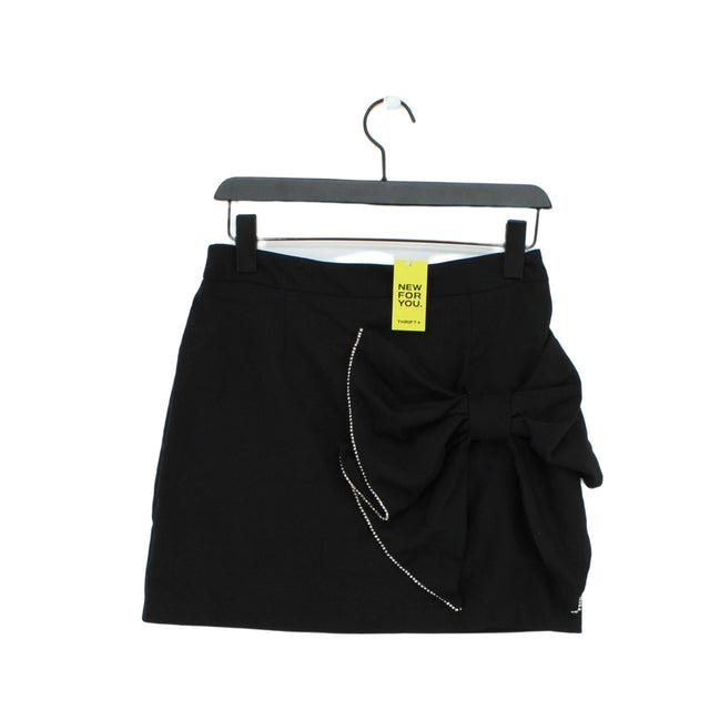 River Island Women's Mini Skirt UK 10 Black Cotton with Elastane, Polyester
