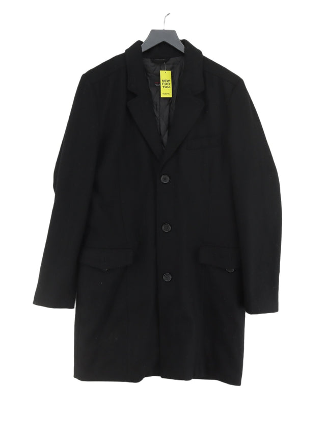 Zara Women's Coat L Black Wool with Polyester
