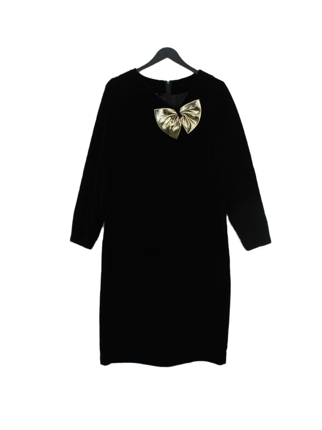 Halston Women's Midi Dress UK 8 Black Rayon with Silk