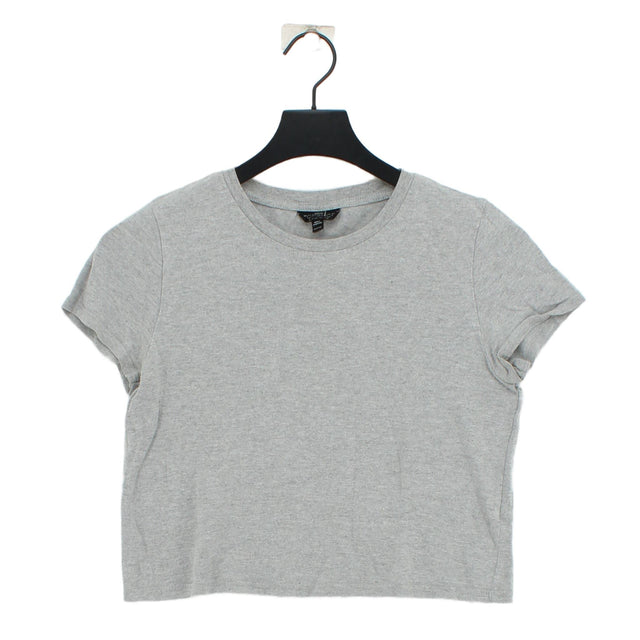 Topshop Women's T-Shirt UK 8 Grey Cotton with Polyester