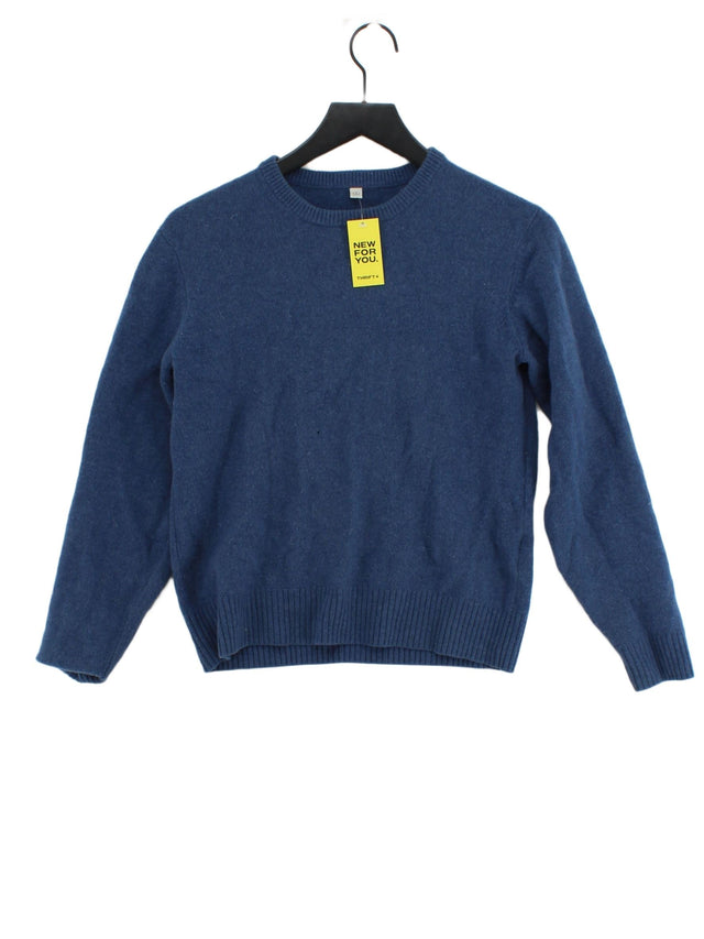 Woolmark Men's Jumper S Blue 100% Wool