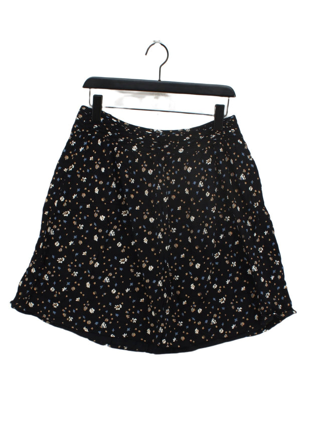 FatFace Women's Midi Skirt UK 12 Black Viscose with Cotton