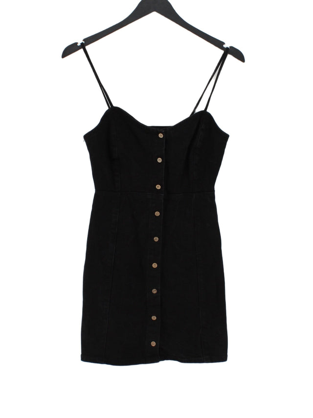 Pull&Bear Women's Midi Dress S Black Cotton with Elastane
