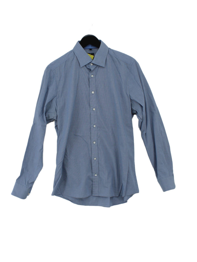Olymp Men's Shirt Chest: 41 in Blue Cotton with Elastane