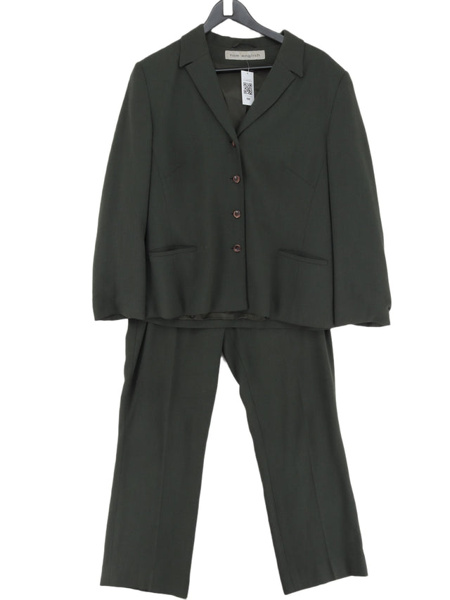 Tom English Women's Two Piece Suit UK 16 Green Polyester with Elastane, Viscose