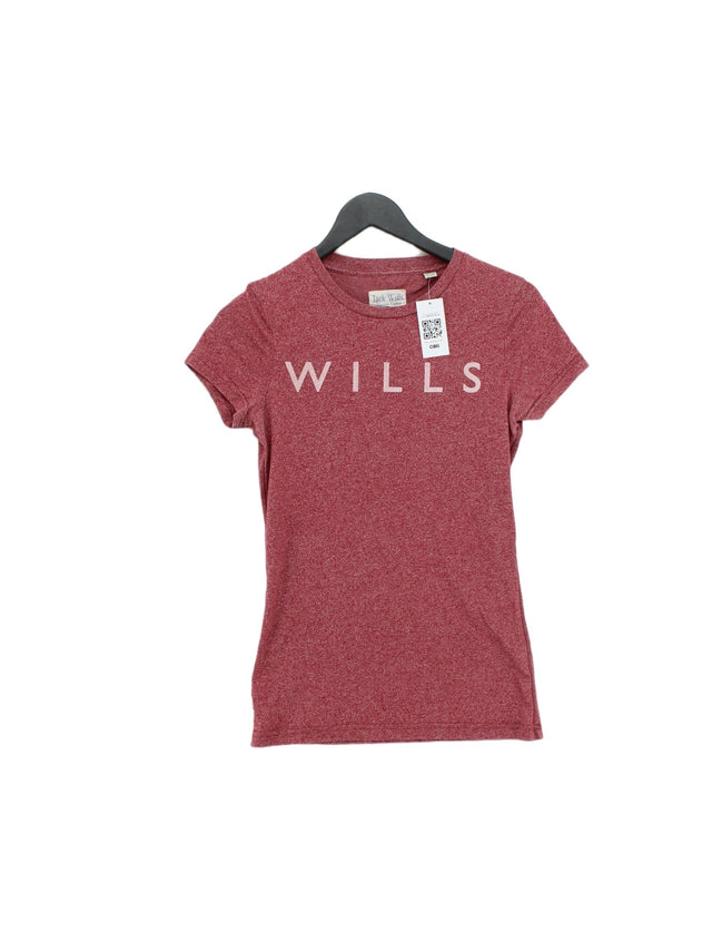 Jack Wills Women's T-Shirt UK 8 Pink Cotton with Polyester