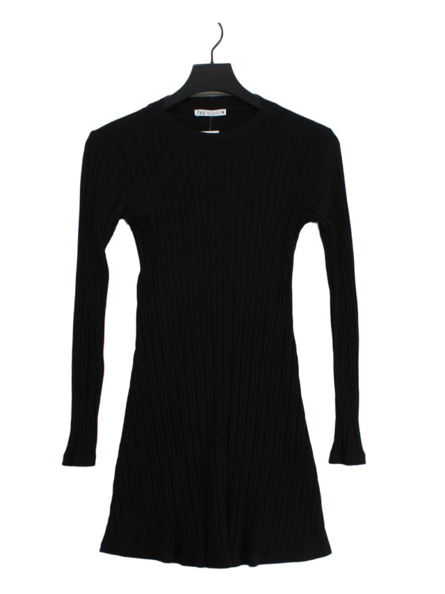 Zara Women's Midi Dress S Black 100% Cotton