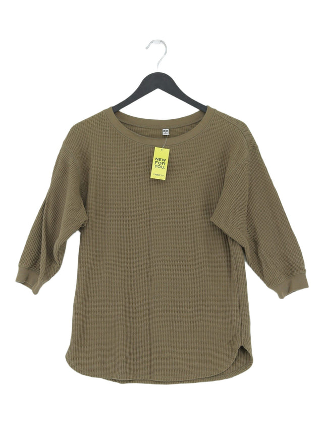 Uniqlo Women's Top XS Green Cotton with Polyester