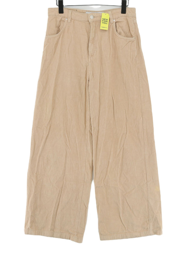 Bershka Women's Suit Trousers UK 12 Cream 100% Cotton