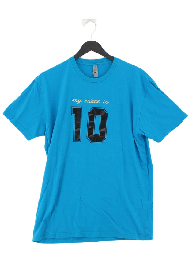 Next Men's T-Shirt L Blue 100% Cotton