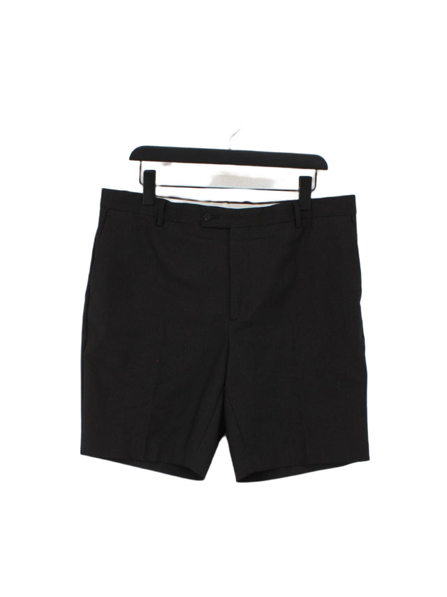 Reiss Men's Shorts W 36 in Black Cotton with Elastane, Polyester