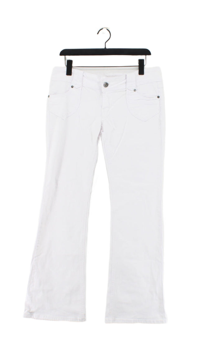 Bay Women's Jeans UK 14 White Cotton with Elastane