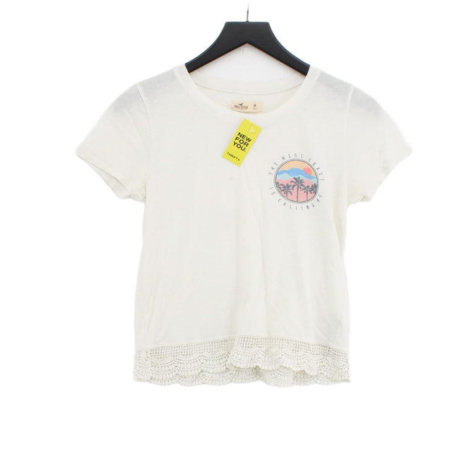 Hollister Women's T-Shirt M White Cotton with Polyester