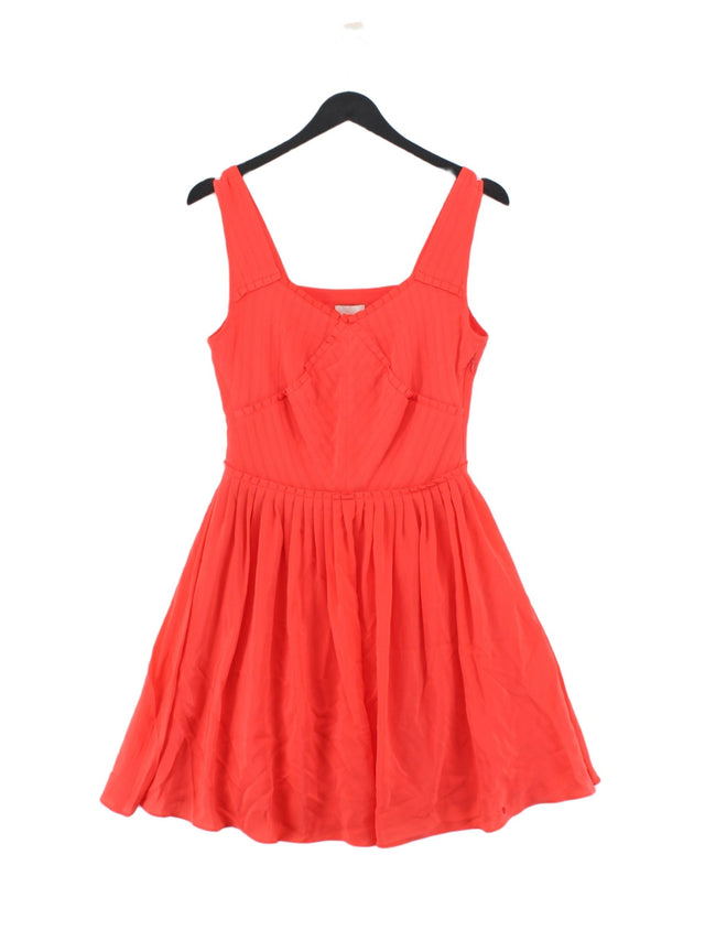 Reiss Women's Midi Dress UK 10 Orange Silk with Polyester