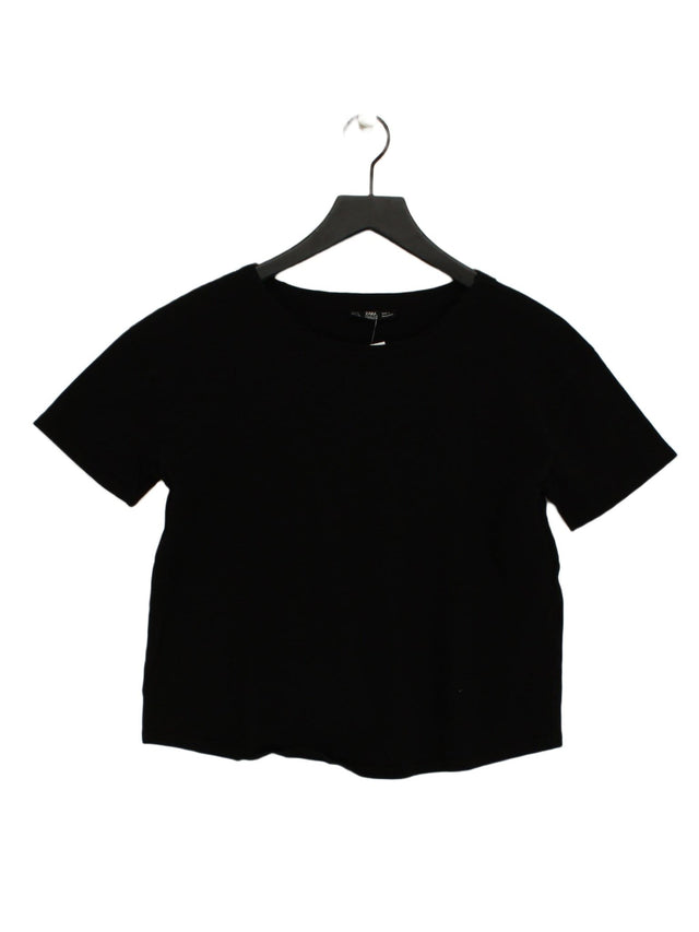 Zara Women's T-Shirt S Black 100% Cotton