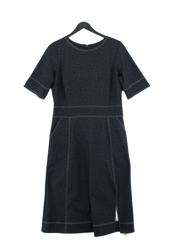 Next Women's Midi Dress UK 14 Blue Polyester with Elastane, Viscose