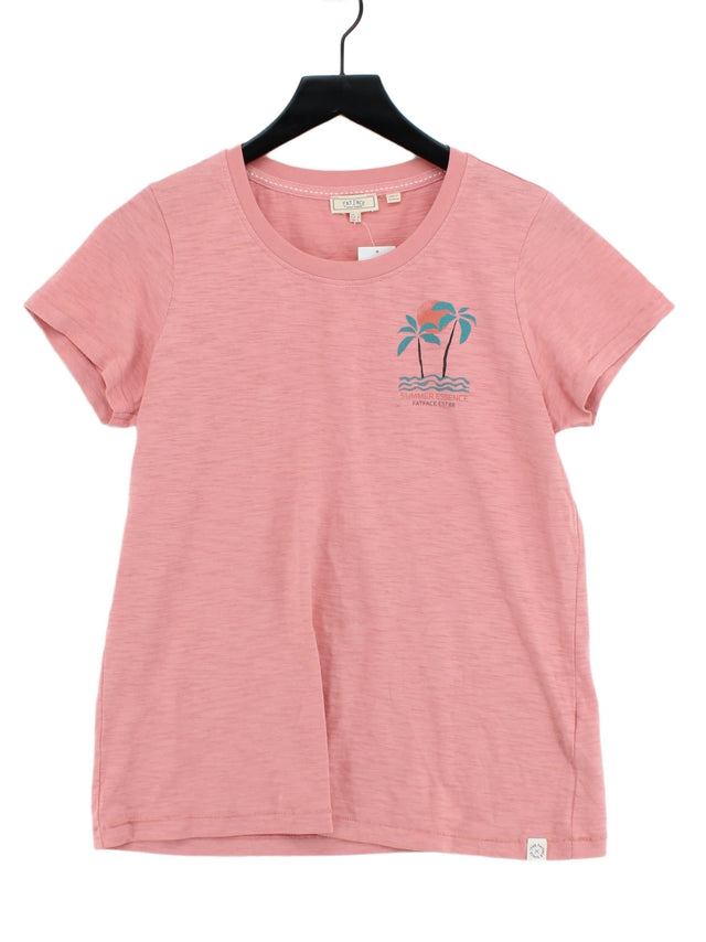 FatFace Women's T-Shirt UK 12 Pink Cotton with Elastane